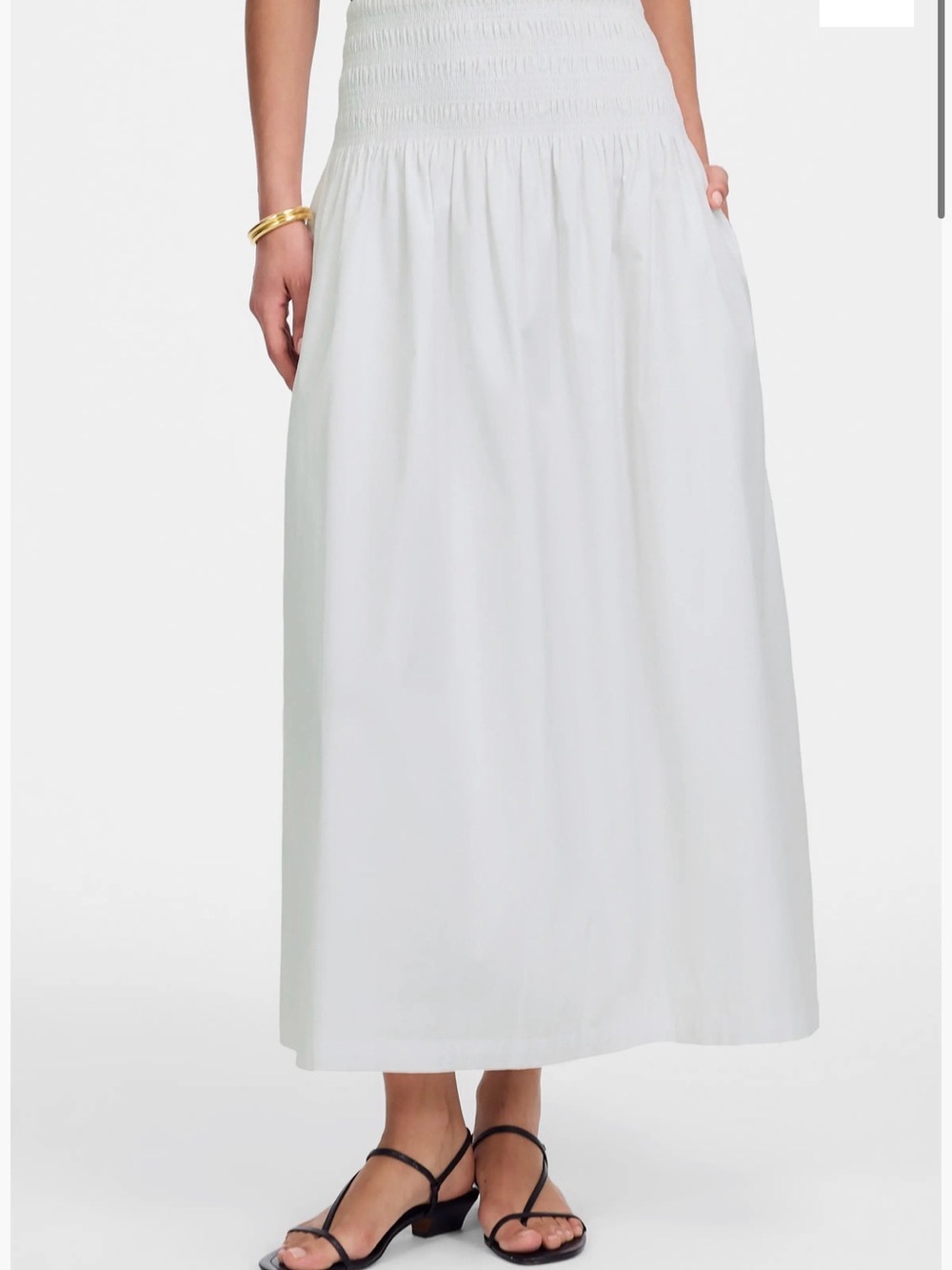 Madewell White Smocked Waist Maxi Skirt